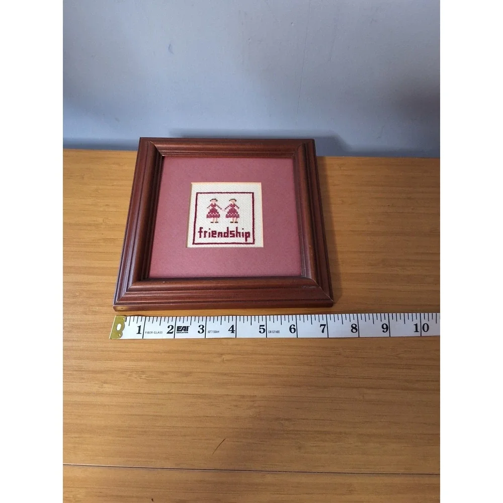 Vintage Framed Cross-Stitch Wall Hanging 